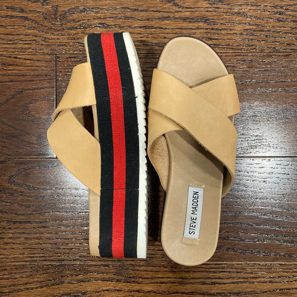 Steve Madden Asher platform leather slip on sandals